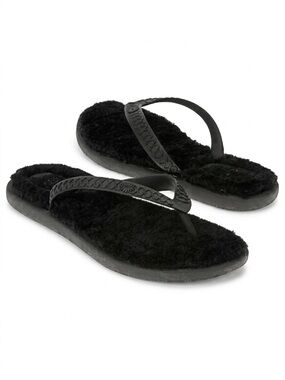 UGG Australia Black Fluffie Sheepskin Flip Flops - 7